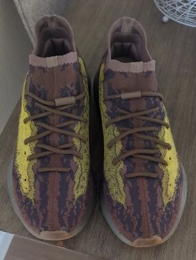 adidas Athletic Shoes Brown and Yellow Knit Sneakers